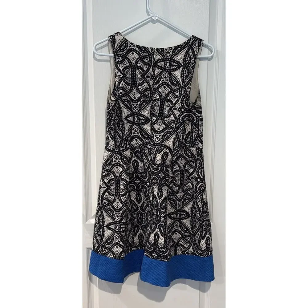 The Limited Black White Patterned Sleeveless Fit & Flare Dress Sz 10